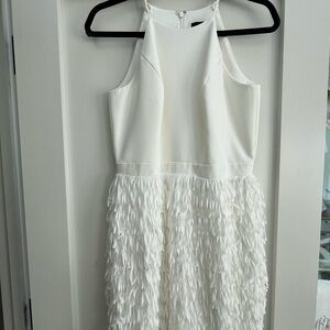 BHLDN Aiden Maddox White Fringe Mini Dress